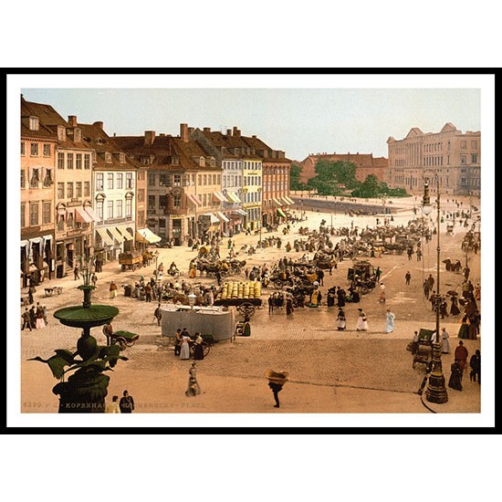 Hochbrucke Square Copenhagen Denmark, A New Print Of a Vintage European Street Scene