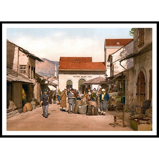 Mostar Cafe Luft Herzegowina Austro Hungary, A New Print Of a Vintage European Street Scene