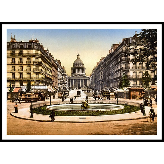 Pantheon And The Rue Soufflot Paris France, A New Print Of a Vintage European Street Scene