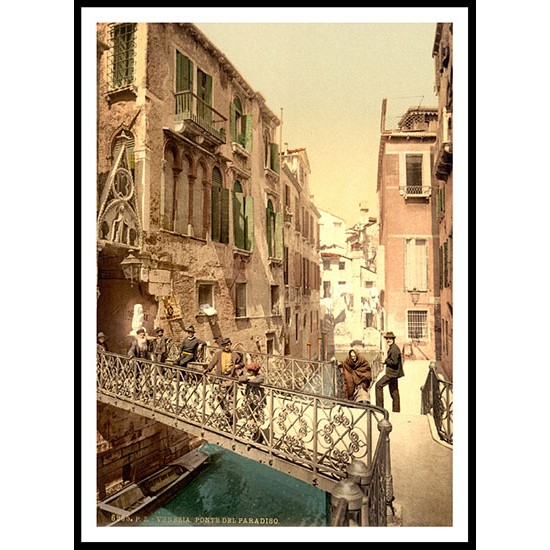 Paradis Bridge Veenice Italy, A New Print Of a Vintage European Street Scene