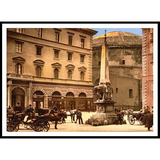 Piazza Di Minerva Rome Italy, A New Print Of a Vintage European Street Scene