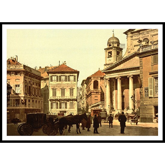 Piazzi Del Annunziata Genoa Italy, A New Print Of a Vintage European Street Scene