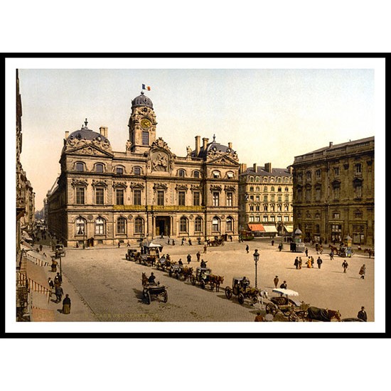 Place De Terreaux Lyons France, A New Print Of a Vintage European Street Scene