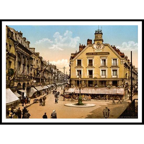 Place Of The Salt Well Dieppe France, A New Print Of a Vintage European Street Scene