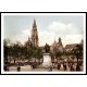 Place Verte And Cathedral Antwerp Belgium, A New Print Of a Vintage European Street Scene