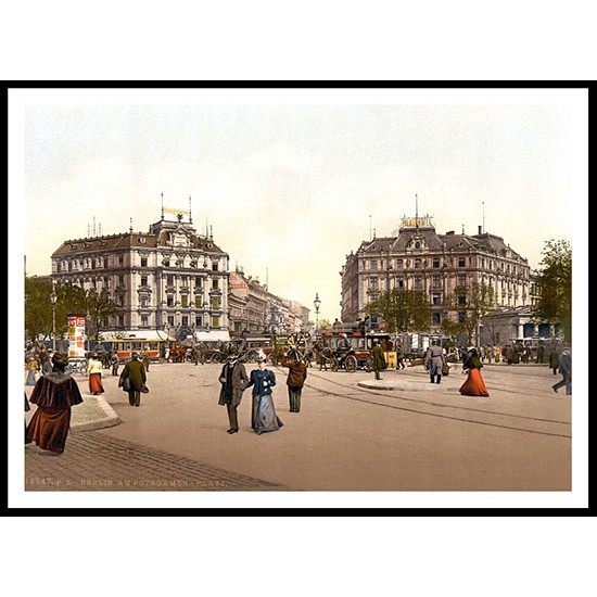 Potsdam Square Berlin Germany, A New Print Of a Vintage European Street Scene