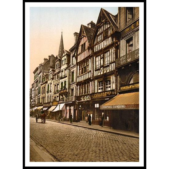 Rue St Pierre Caen France, A New Print Of a Vintage European Street Scene