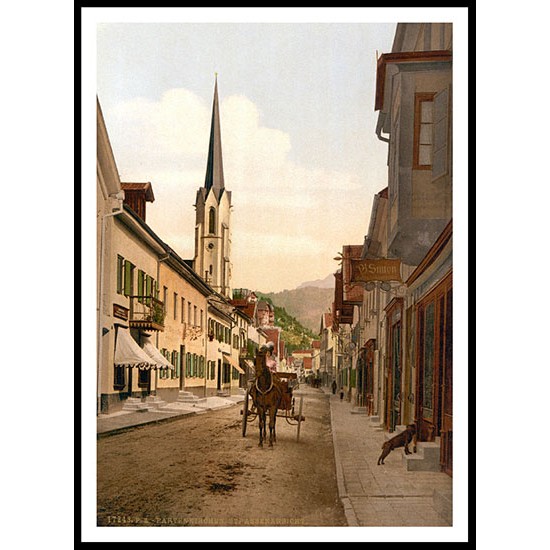 Street Scene Partenkirchen Upper Bavaria, A New Print Of a Vintage European Street Scene