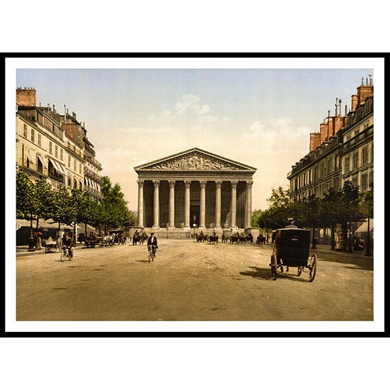 The Madeleine And Rue Royale Paris France, A New Print Of a Vintage European Street Scene