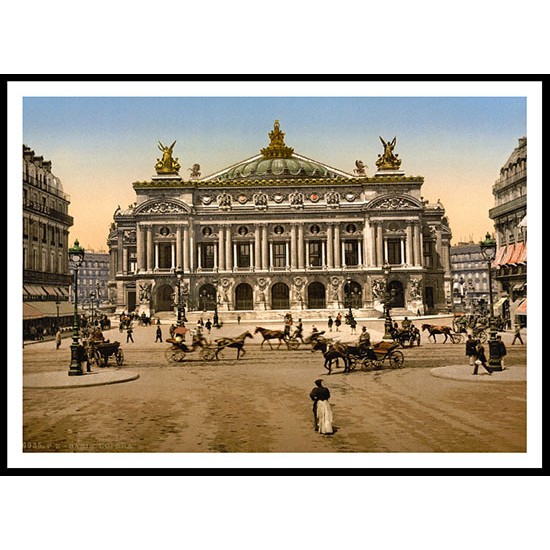 The Opera House Paris France, A New Print Of a Vintage European Street Scene