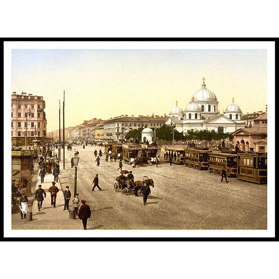 The Place Znamenskii St Petersburg Russia, A New Print Of a Vintage European Street Scene