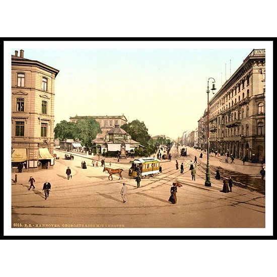 The Theatre Hanover Germany, A New Print Of a Vintage European Street Scene