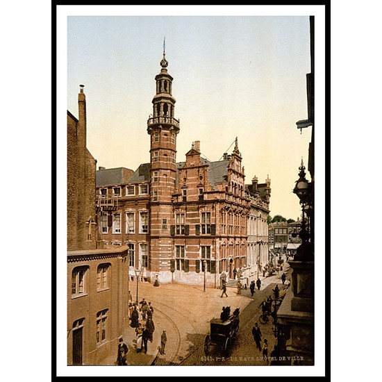 Town Hall Hague Holland, A New Print Of a Vintage European Street Scene