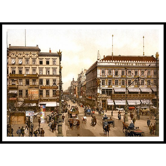 Victoria Hotel Unter Den Linden Berlin Germany, A New Print Of a Vintage European Street Scene Victoria Hotel Unter Den Linden Berlin Germany, A New Print Of a Vintage European Street Scene
