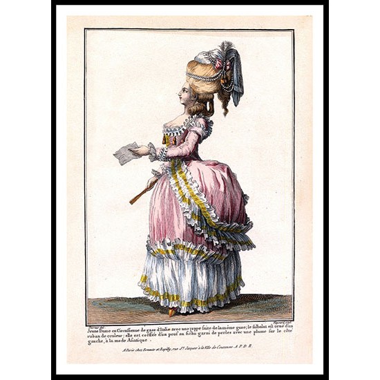 Circassian Style Dress 1750, A New Print Of a Fashion Poster