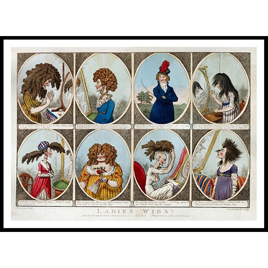 Ladies Wigs 1798, A New Print Of a Fashion Poster