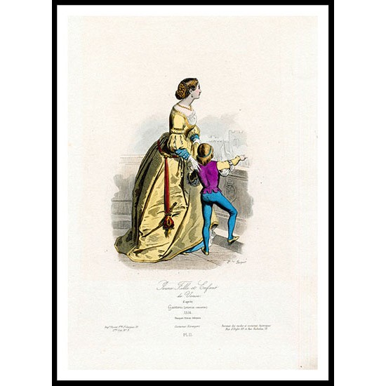 Young Woman And Child Of Venice 1514, A New Print Of a Fashion Poster