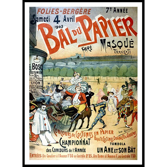 Bal Du Papier 1903, A New Print Of a Vintage French Ad