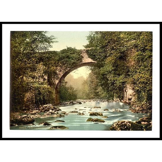 Dargle Bridge Co Wicklow Ireland, A New Print Of a Vintage Irish Photochrom