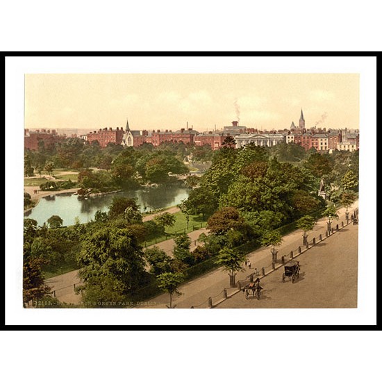 Dublin St Stephens Green Park Co Dublin Ireland, A New Print Of a Vintage Irish Photochrom