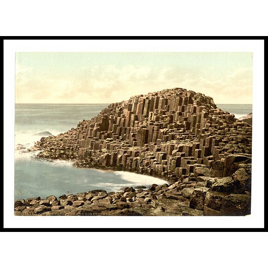 Giants Causeway The Honeycombs Co Antrim Ireland, A New Print Of a Vintage Irish Photochrom