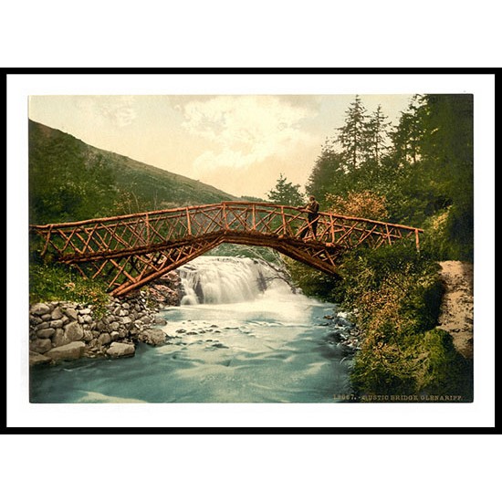 Glenariff Rustic Bridge Co Antrim Ireland, A New Print Of a Vintage Irish Photochrom