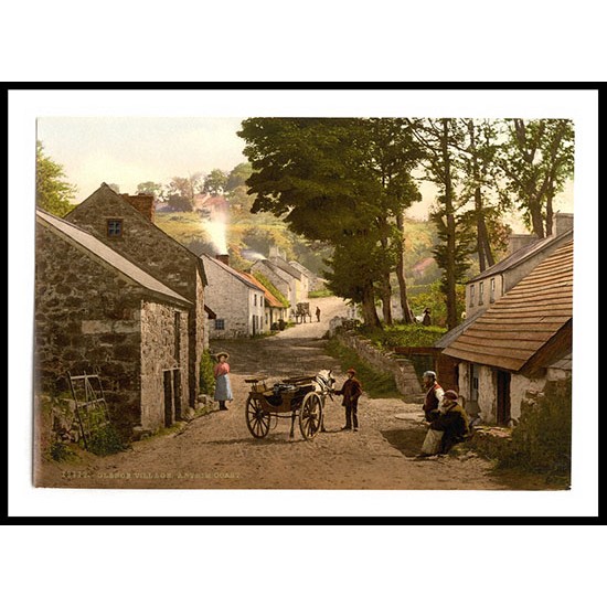 Glencoe Village Co Antrim Ireland, A New Print Of a Vintage Irish Photochrom