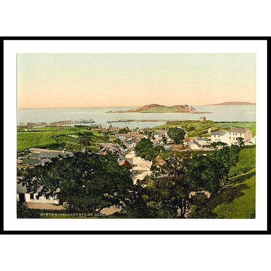 Howthand Irelands Eye Co Dublin, A New Print Of a Vintage Irish Photochrom