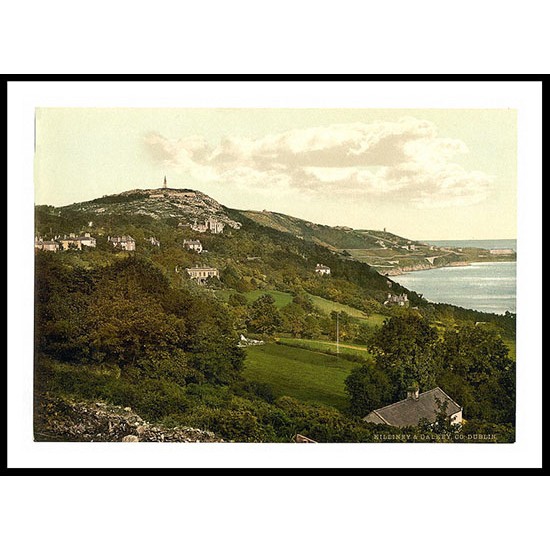 Killineyand Dalkey Co Dublin, A New Print Of a Vintage Irish Photochrom