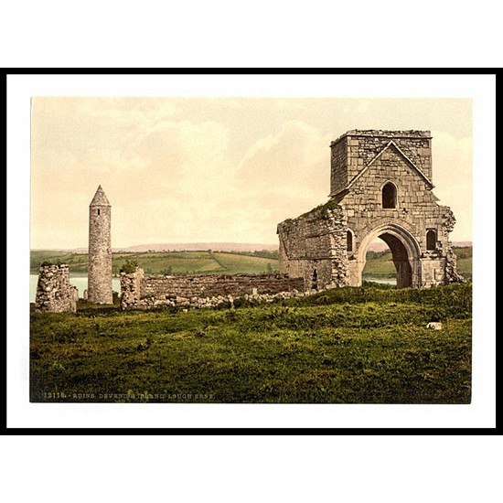 Lough Erne Devenish Island Ruins Co Fermanagh Ireland, A New Print Of a Vintage Irish Photochrom