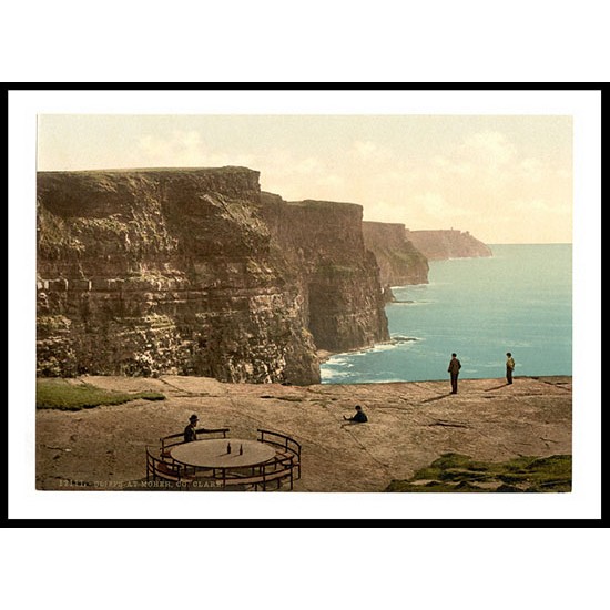 Moher Cliffs Co Claireie Clare Co Ireland, A New Print Of a Vintage Irish Photochrom