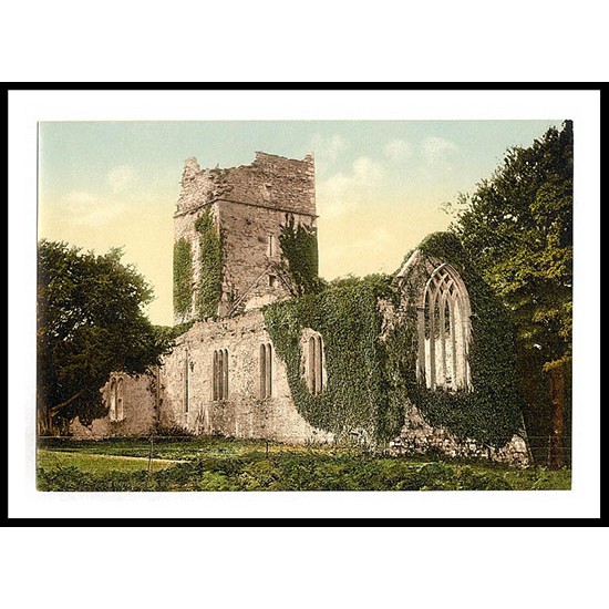 Muckross Abbey Killarney Co Kerry, A New Print Of a Vintage Irish Photochrom