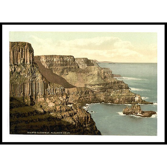 Pleaskin Head Giants Causeway Co Antrim, A New Print Of a Vintage Irish Photochrom