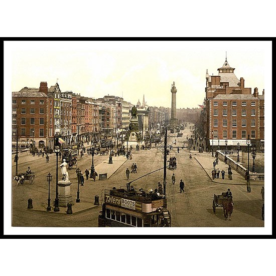 Sackville Streetand OConnell Bridge Dublin Co Dublin, A New Print Of a Vintage Irish Photochrom