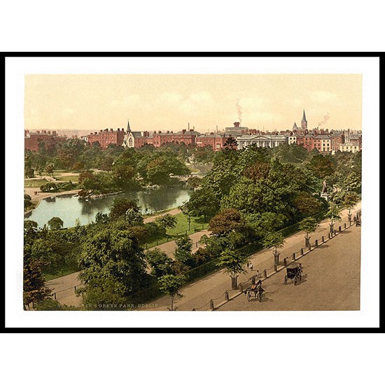 St Stephens Green Park Dublin Co Dublin, A New Print Of a Vintage Irish Photochrom