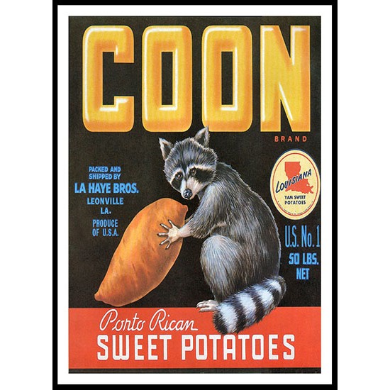 Coon Potatoes, A New Print Of a Vintage Label