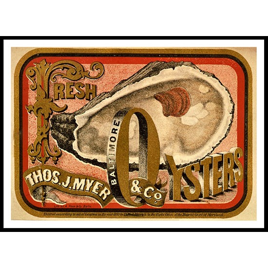 Fresh Oysters 1870, A New Print Of a Vintage Label