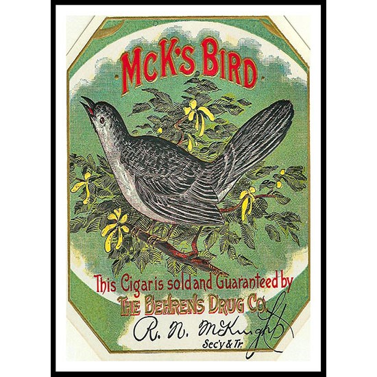 Mc Ks Bird, A New Print Of a Vintage Label