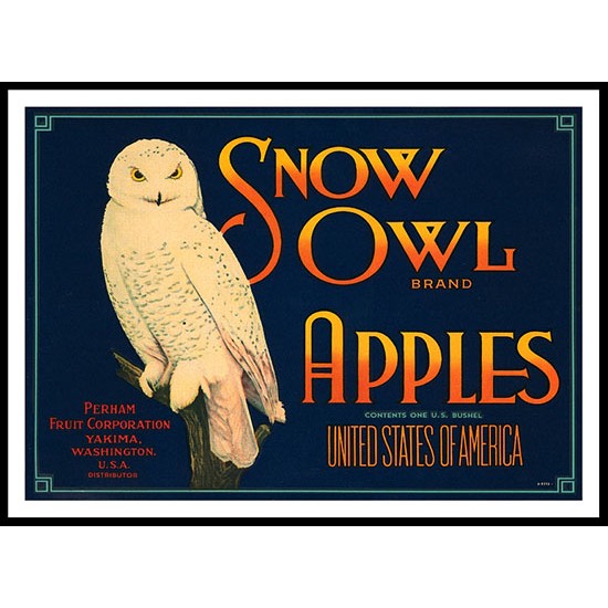 Snow Owl, A New Print Of a Vintage Label