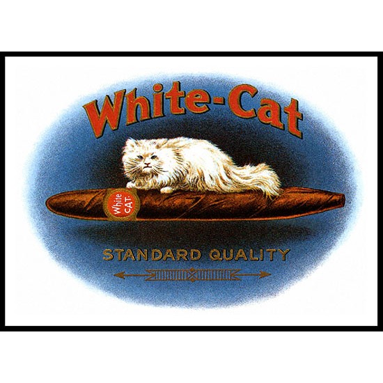 White Cat, A New Print Of a Vintage Label