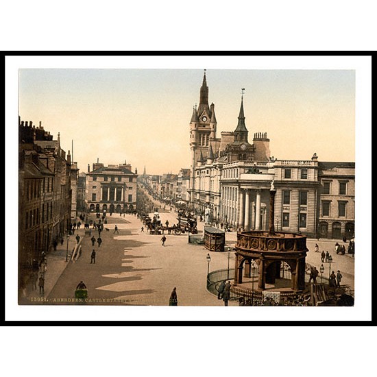 Aberdeen Castle Street And Municipal Buildings Scotland, A New Print Of A Vintage Scottish Photochrom