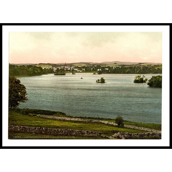 Castle Douglas On Carlingwark Loch Scotland, A New Print Of A Vintage Scottish Photochrom