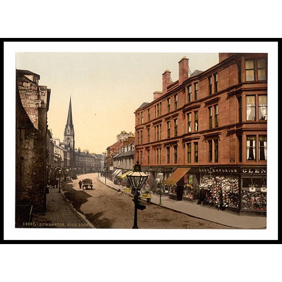 Dumbarton High Street Scotland, A New Print Of A Vintage Scottish Photochrom