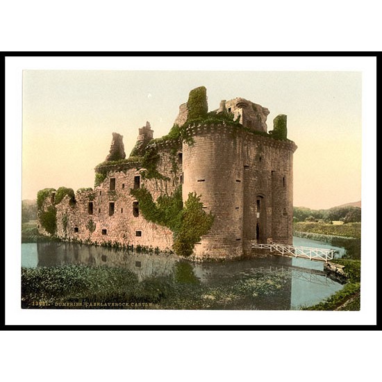 Dumfries Caerlaverock Castle Scotland, A New Print Of A Vintage Scottish Photochrom