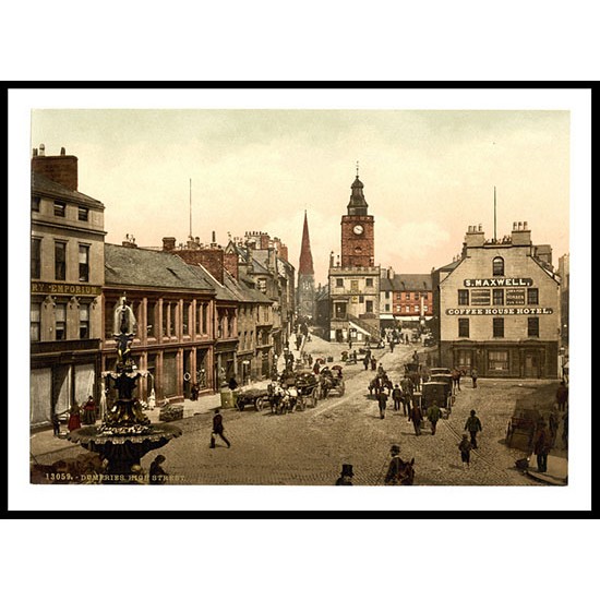 Dumfries High Street Scotland, A New Print Of A Vintage Scottish Photochrom