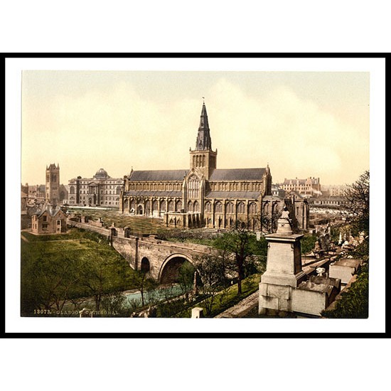 Glasgow Cathedral Scotland, A New Print Of A Vintage Scottish Photochrom