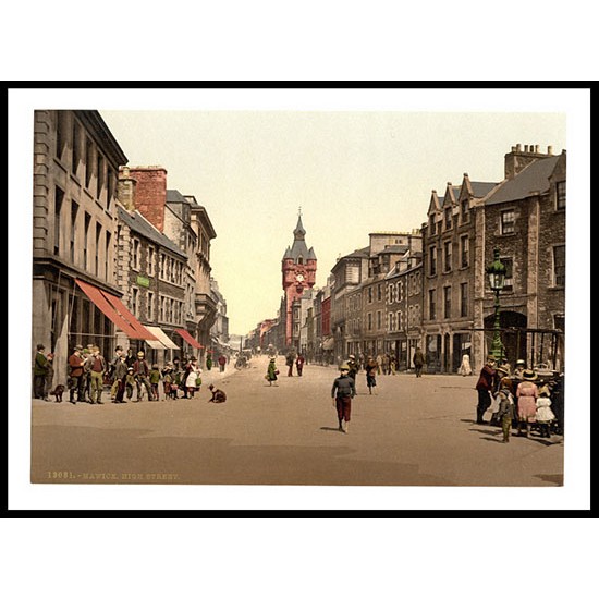 Hawick High Street Scotland, A New Print Of A Vintage Scottish Photochrom