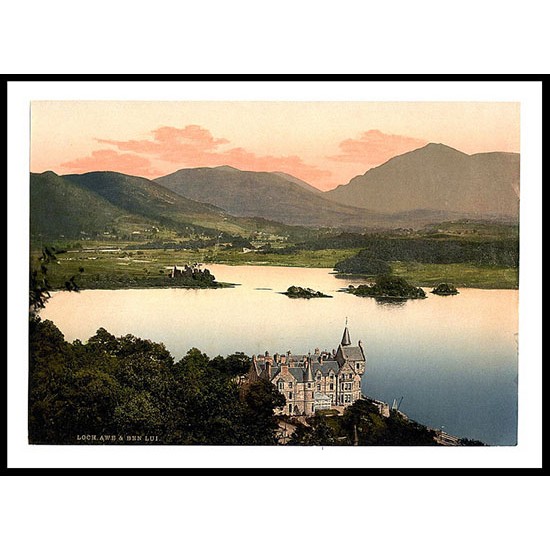 Hotel And Ben Lui Loch Awe, A New Print Of A Vintage Scottish Photochrom