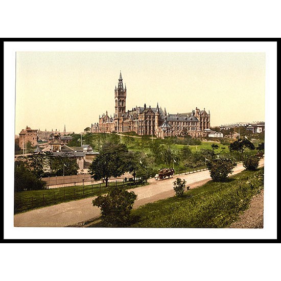 University Glasgow - 2, A New Print Of A Vintage Scottish Photochrom