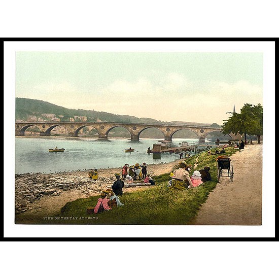 View On The Tay Perth, A New Print Of A Vintage Scottish Photochrom